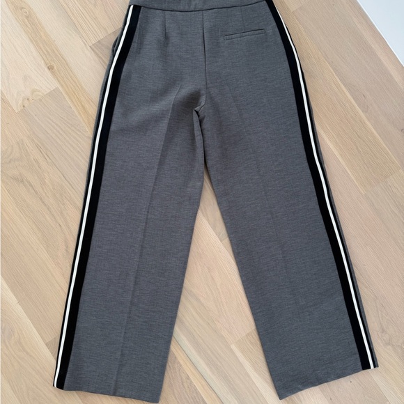 Zara Side Stripe Double Waistband Wide Leg Pants Heather Grey NWT Small - Picture 6 of 10